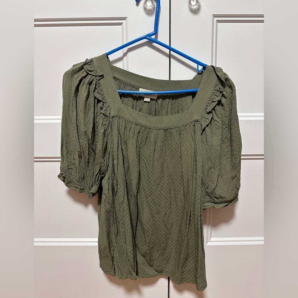 LOFT Square Neck Olive Blouse for Women